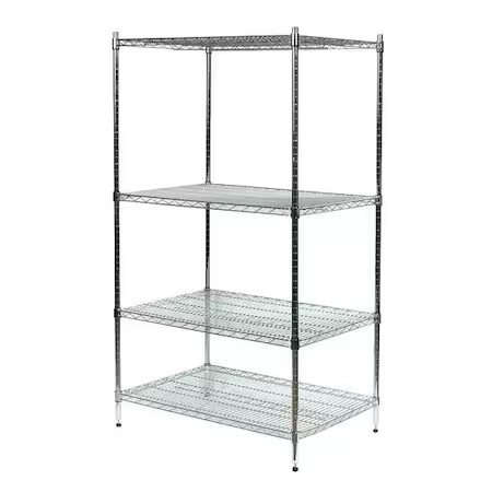 Zoro Select 1Ztj3 Wire Shelving Unit, 18″D X 24″W X 63″H, 4 Shelves, Chrome,