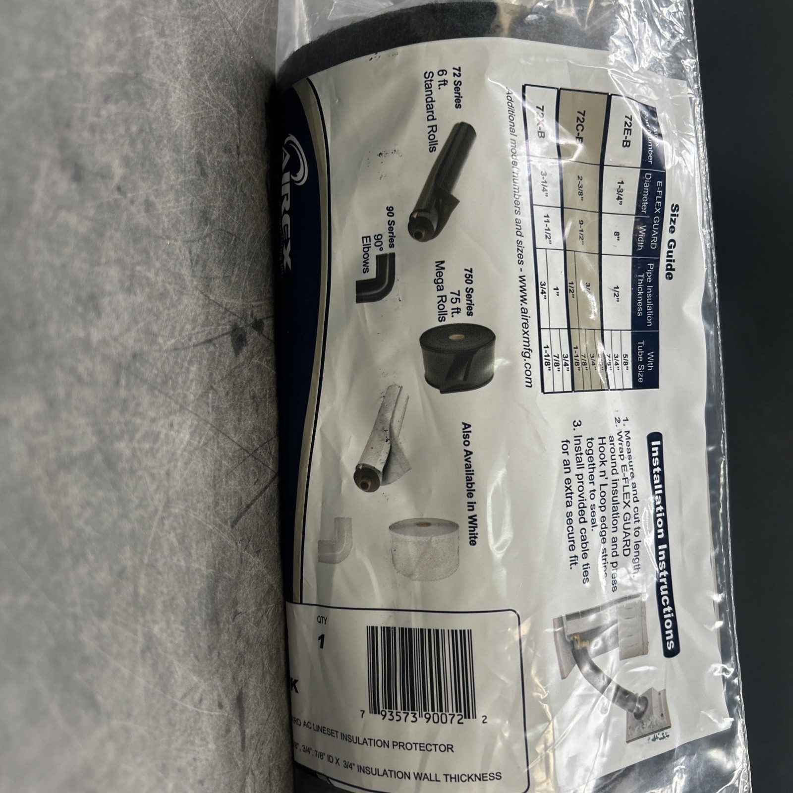 AIRREX 72C-B E-FLEX GUARD AC Lineset Insulation Protectors 6ft Length 72”