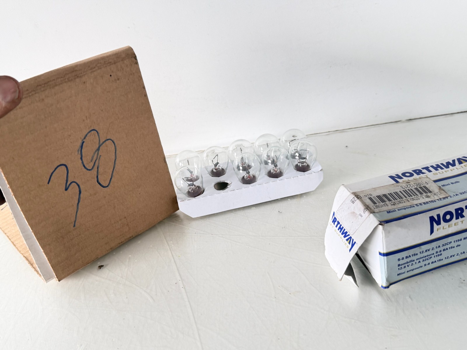 BOX OF 9 NEW Northway 12V MINIATURE LAMPS 1156 12.8v 2.1Amp 32CP (38)