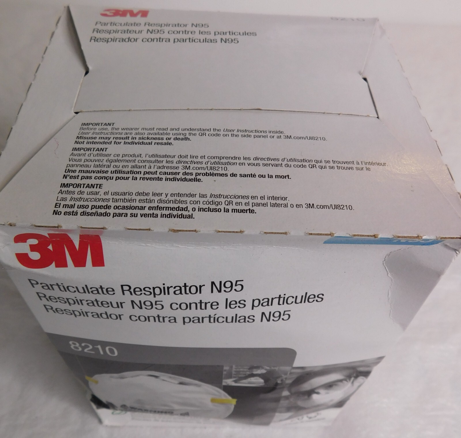 Box Of 20 3M 8210 N95 Disposable Protective Particulate Respirator Dust Mask