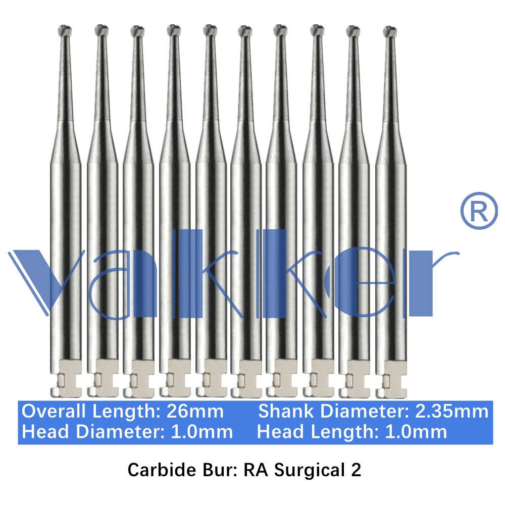 10-100pc Dental Surgical Round Carbide Burs Latch Type Slow Speed 26mm RA SURG 2