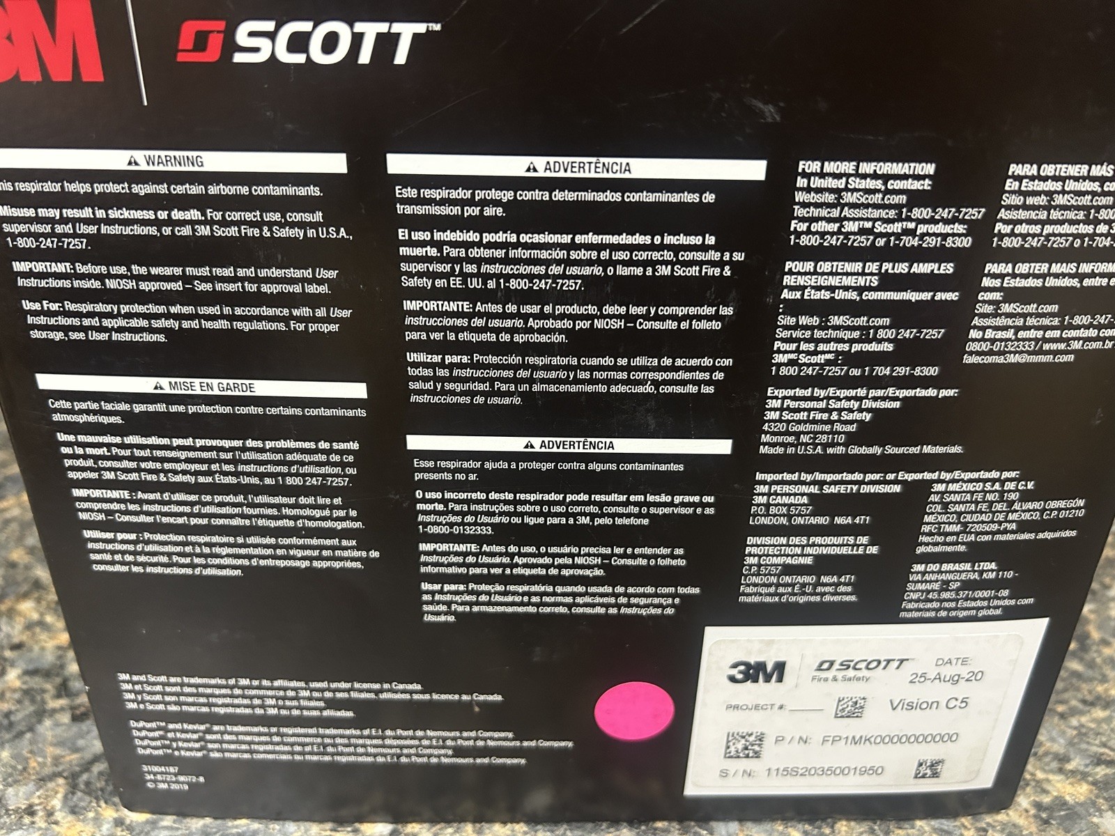 3M Scott Vision C5 Full Facepiece Respirator Mask Small Gen2 New Open Box