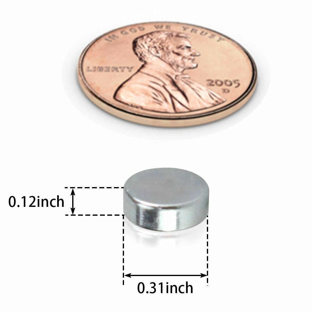 100Pack 8mm x 3mm Strong Rare Earth Neodymium Magnet Disc Small N52 5/16″ x 1/8″