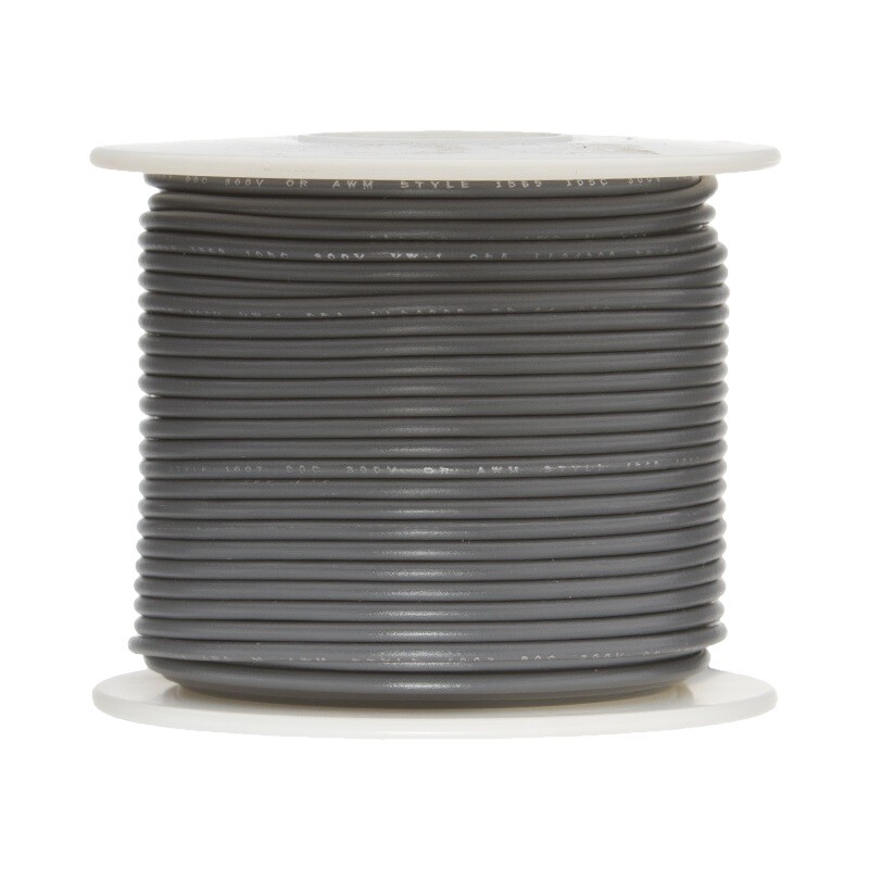 10 AWG Stranded Hook Up Wire, Gray, 100 ft, 0.187″ Dia, UL3173, 600V