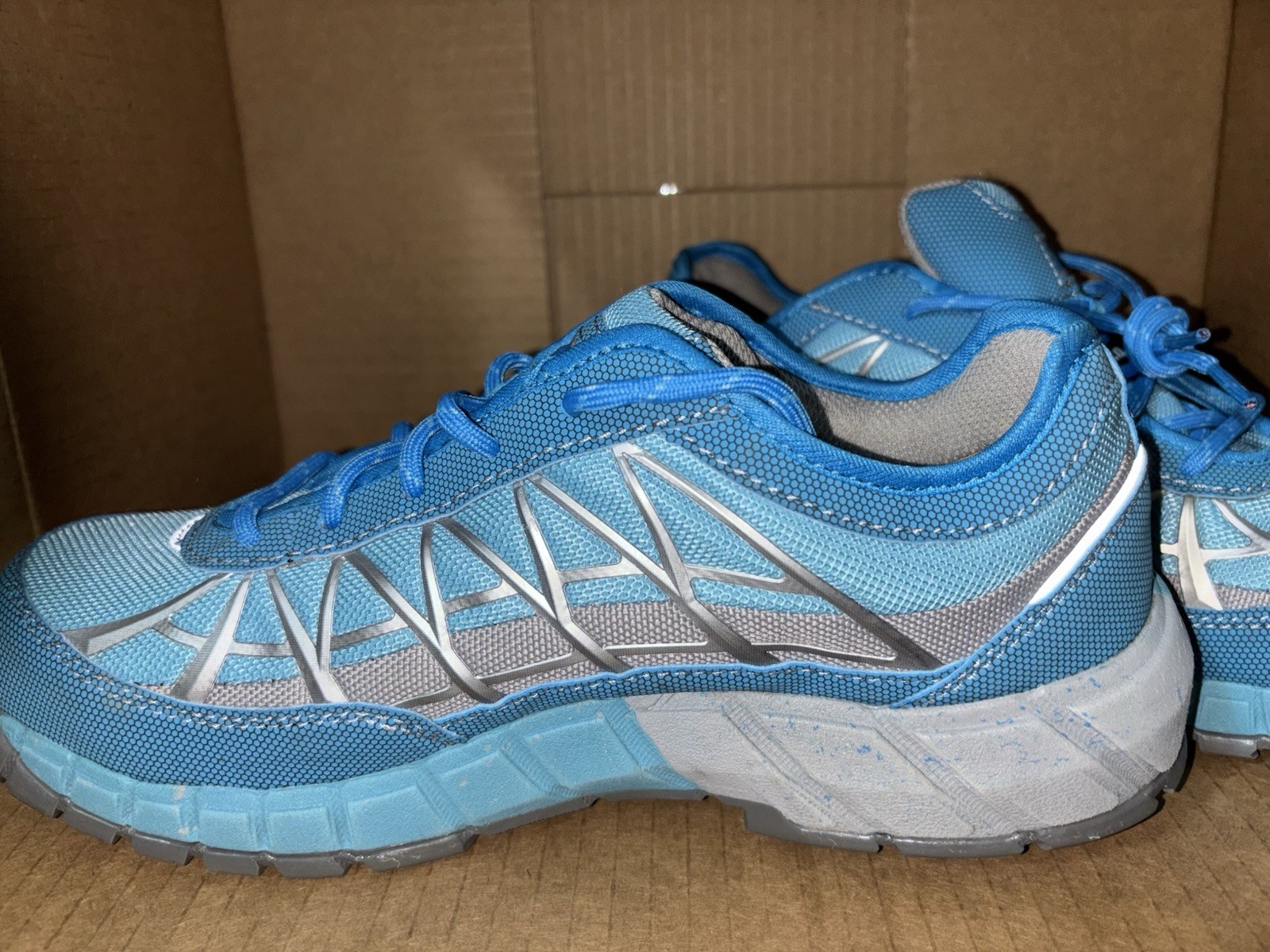Womens CAT Caterpillar Blue/Gray Steel Toe Ergo SRX Protective Work Shoes SZ 9