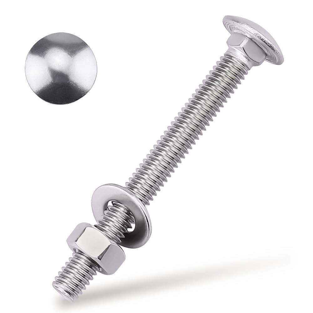 4 Sets 1/213×31/2 Inch Carriage Bolt Kit 304 Stainless Steel Hex Nut