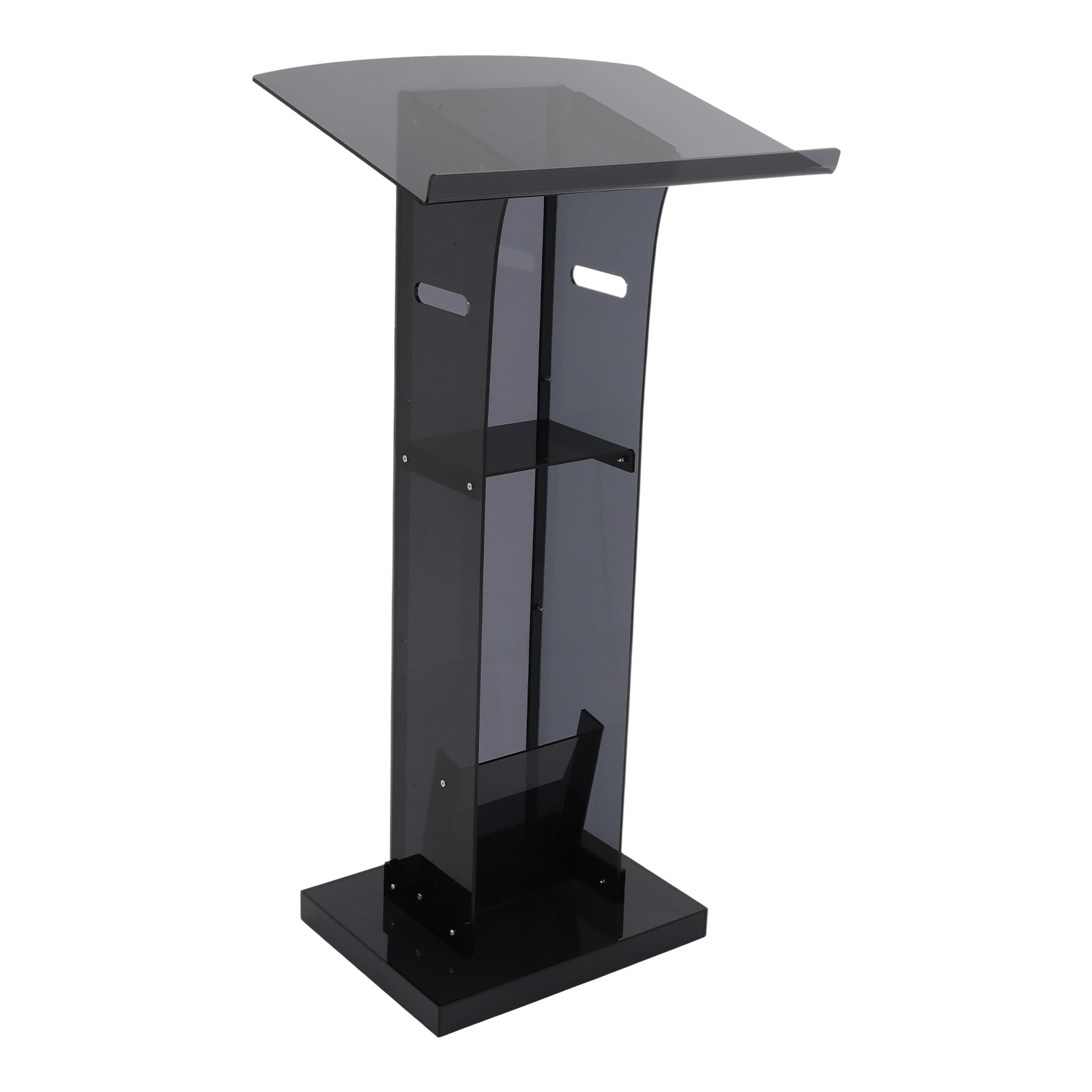 17.72*13.78*43.31in Acrylic Podium Stand Floor Standing Podium W Storage Shelf