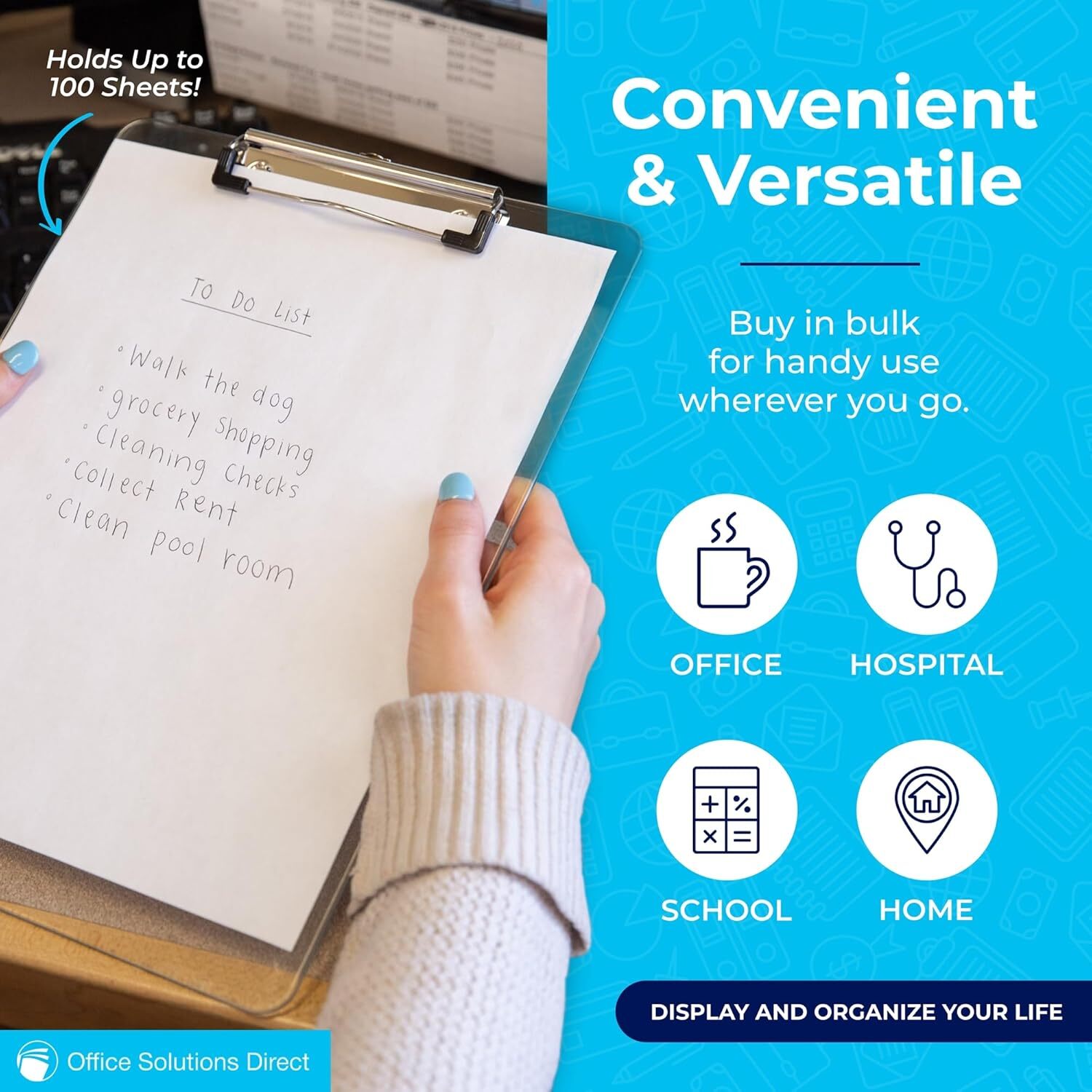Set Of 6 Clear Acrylic Clipboards Durable Lightweight Stackable Office Use