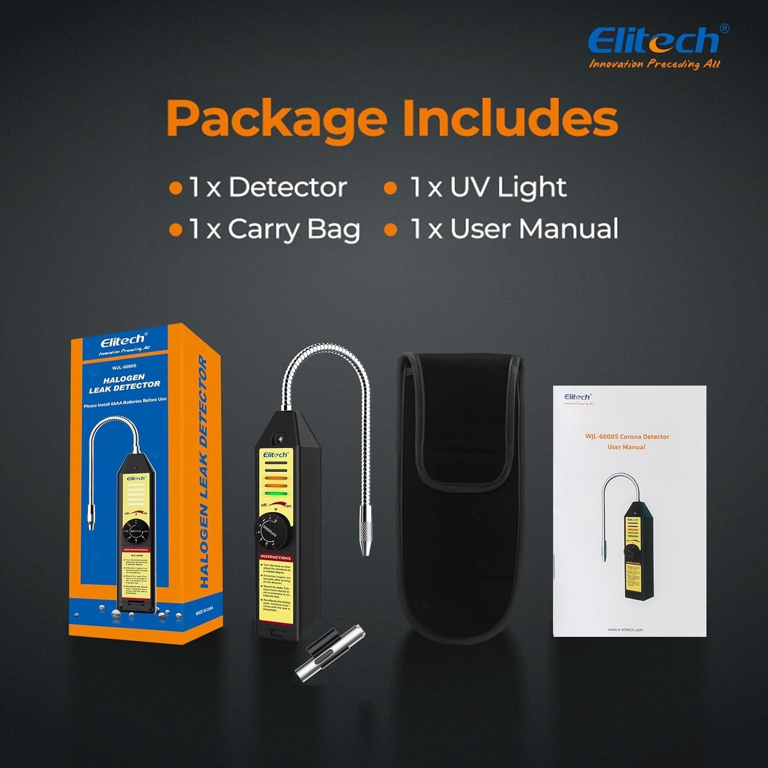 Battery Powered Refrigerant Leak Detector with Visual & Audible Alarms WJL-6000S
