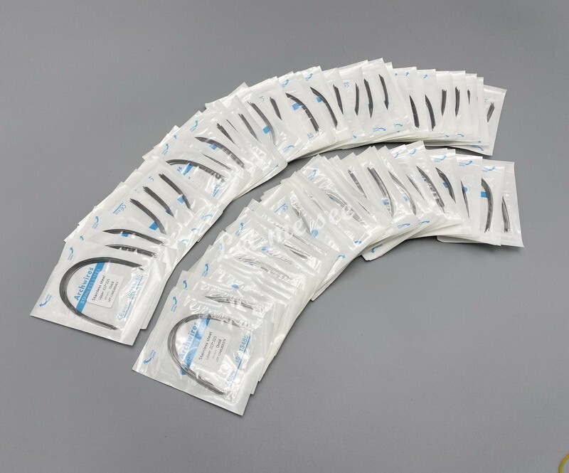 Dental Orthodontic Arch Wire Stainless Steel Round Rectangular Ovoid / Natural