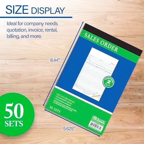 BAZIC 2-Part Carbonless Sales Order Book 50 Sets, Box of 24