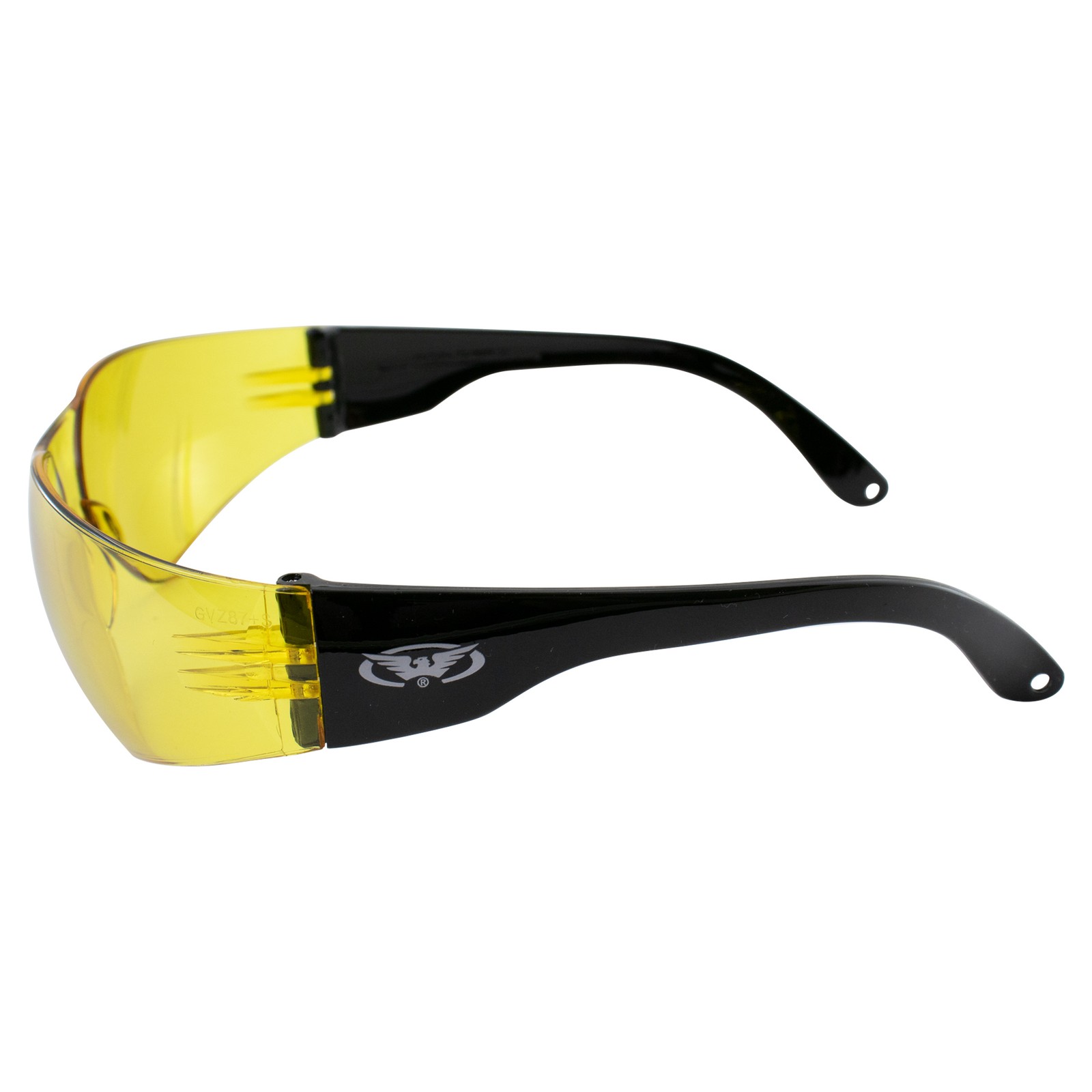 RIDER WRAP AROUND SAFETY GLASSES SHATTERPROOF YELLOW LENS by GLOBAL VISION