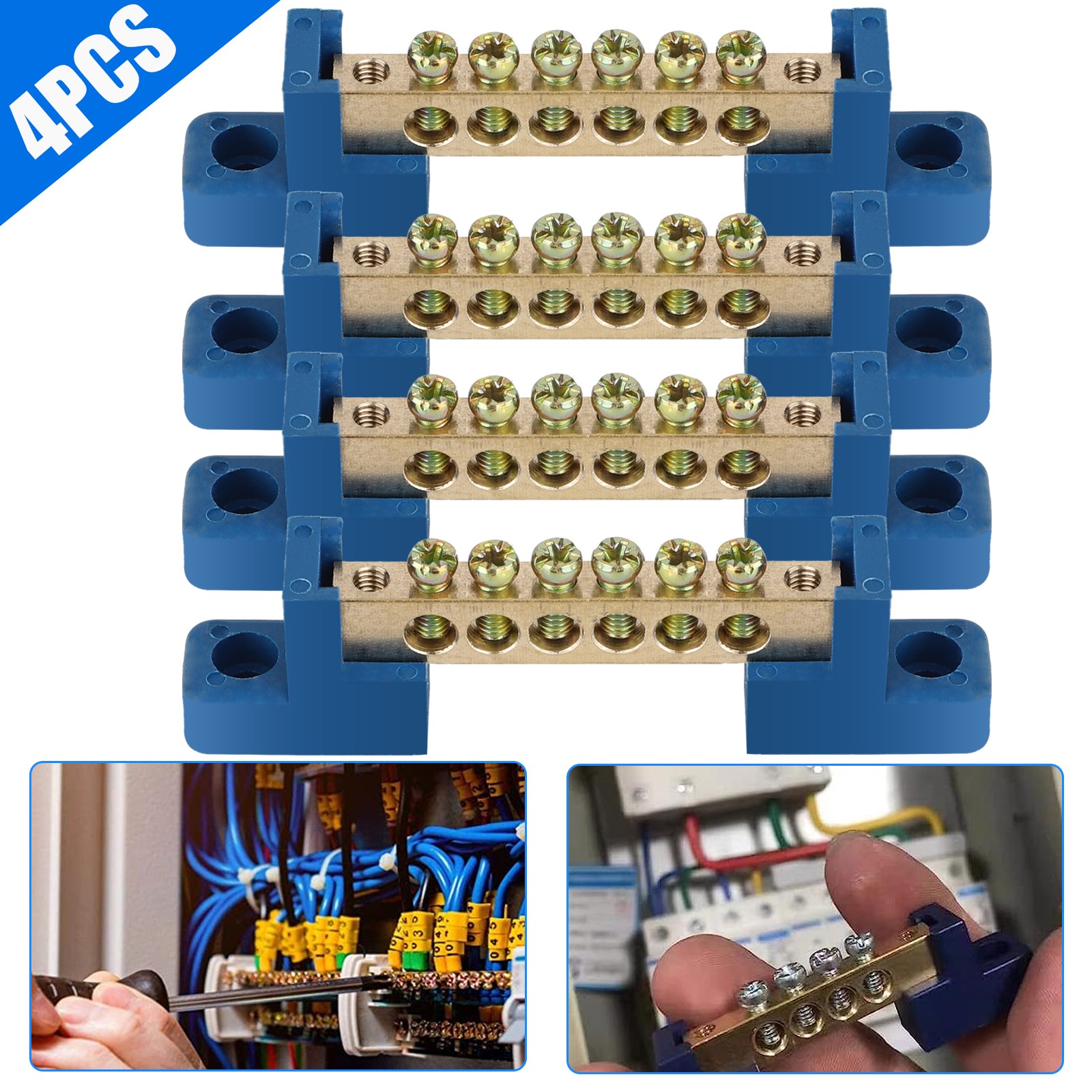 2/4X for Car/Boat/Marine Power Distribution Terminal Block Screw Battery Bus Bar