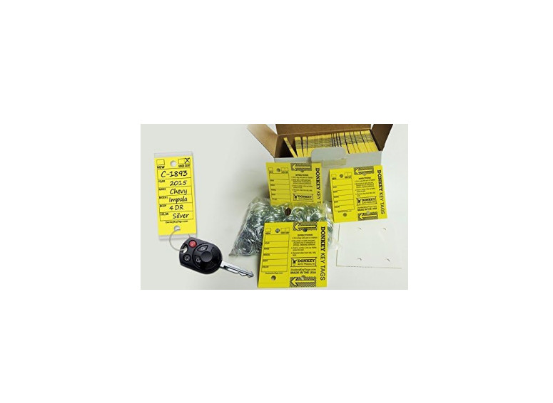 Key Tags Laminated Self-Protecting 250 Tags Per Box with Metal Rings Yellow NEW