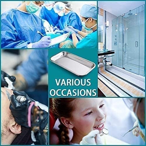 Elegant 3 Pack Surgical Trays in Stainless Steel for Instruments & Daily Use
