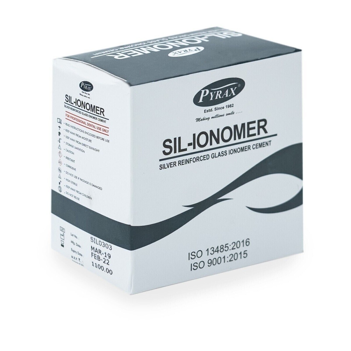 PYRAX SIL-IONOMER Silver Reinforced Glass Ionomer Cement for Cavity Filling.