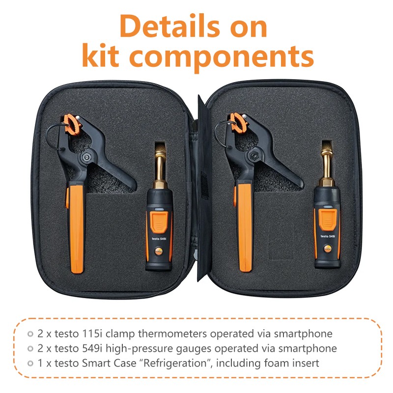 Testo 0563 0002 10 Smart Probes AC & Refrigeration Test Kit 2x549i & 115i HVAC