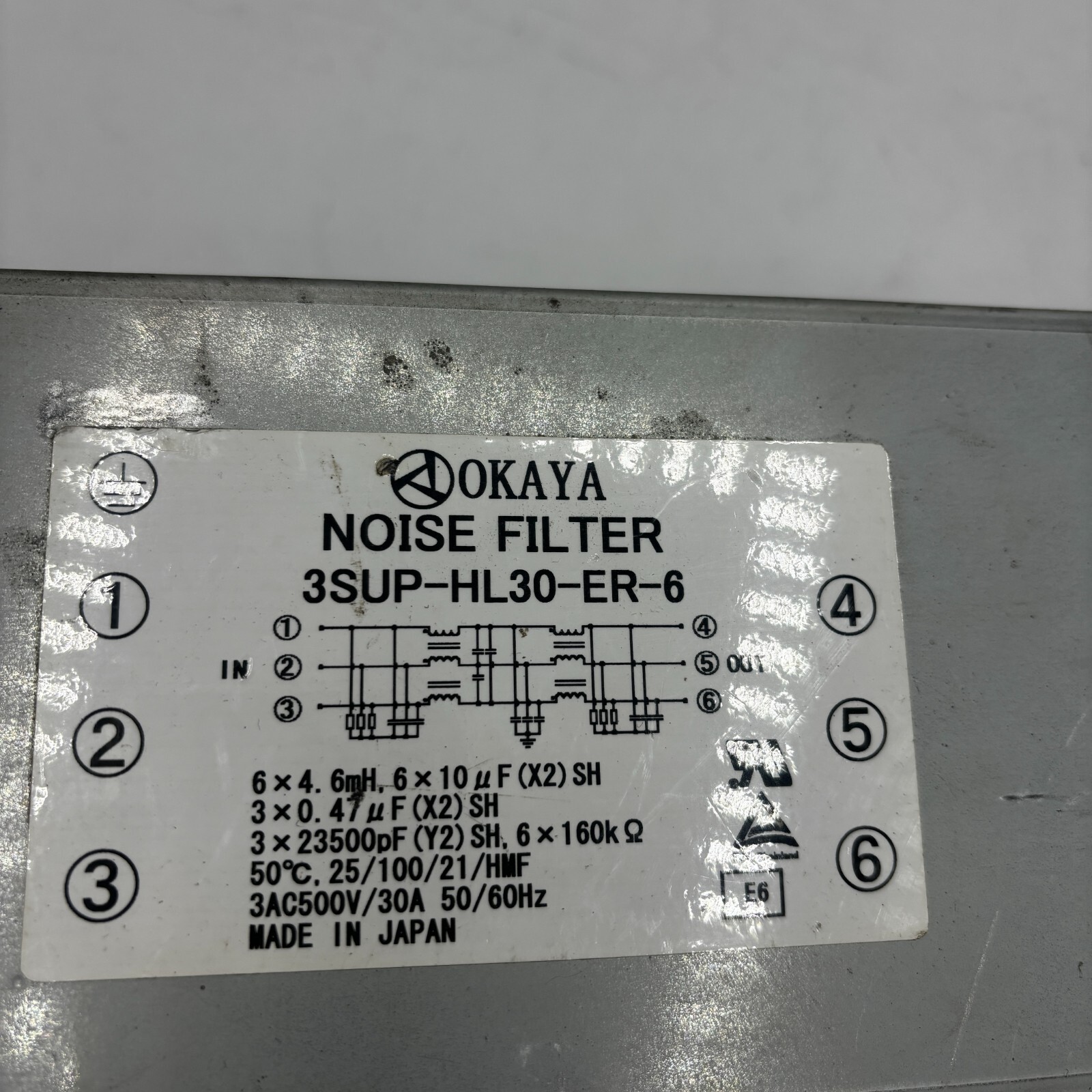 OKAYA 3SUP-HL30-ER-6 NOISE FILTER 3AC500V/30A 50/60HZ 3SUPH30ER6 FILTER 🎯