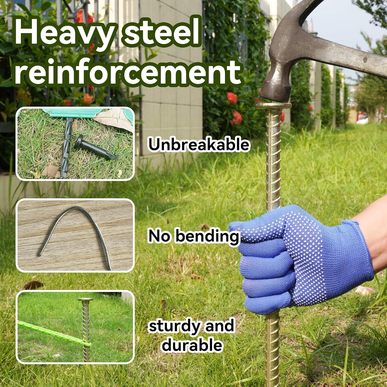 23-Inch Long Rebar Stakes – 1/2 Inch Diameter Heavy Duty Galvanized Steel Ground