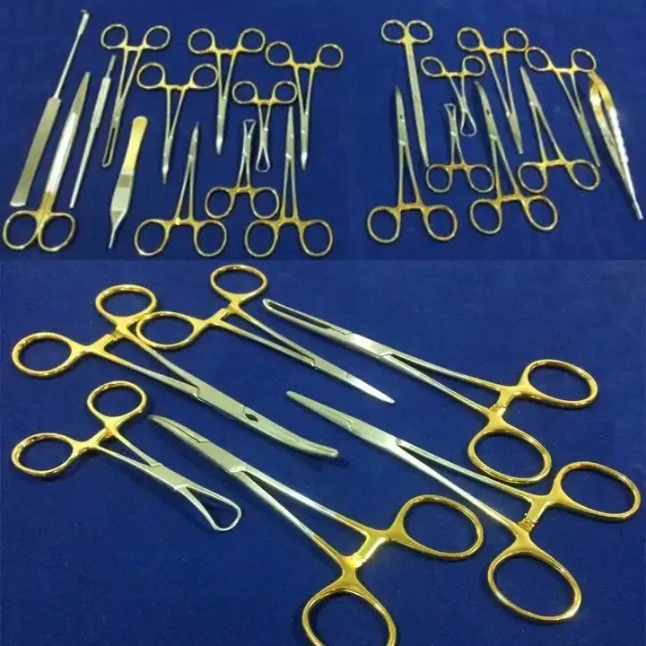 SET OF 21 PCS GOLD HANDLE T/C FELINE SPAY PACK SURGICAL INSTRUMENTS KIT
