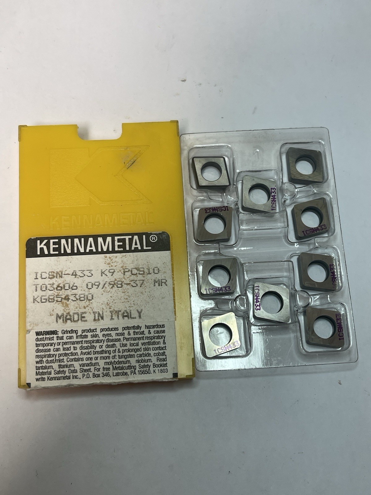 Kennametal ICSN433 GRADE K9 Shims for Indexables Carbide Inserts Qty.10(26MY609)