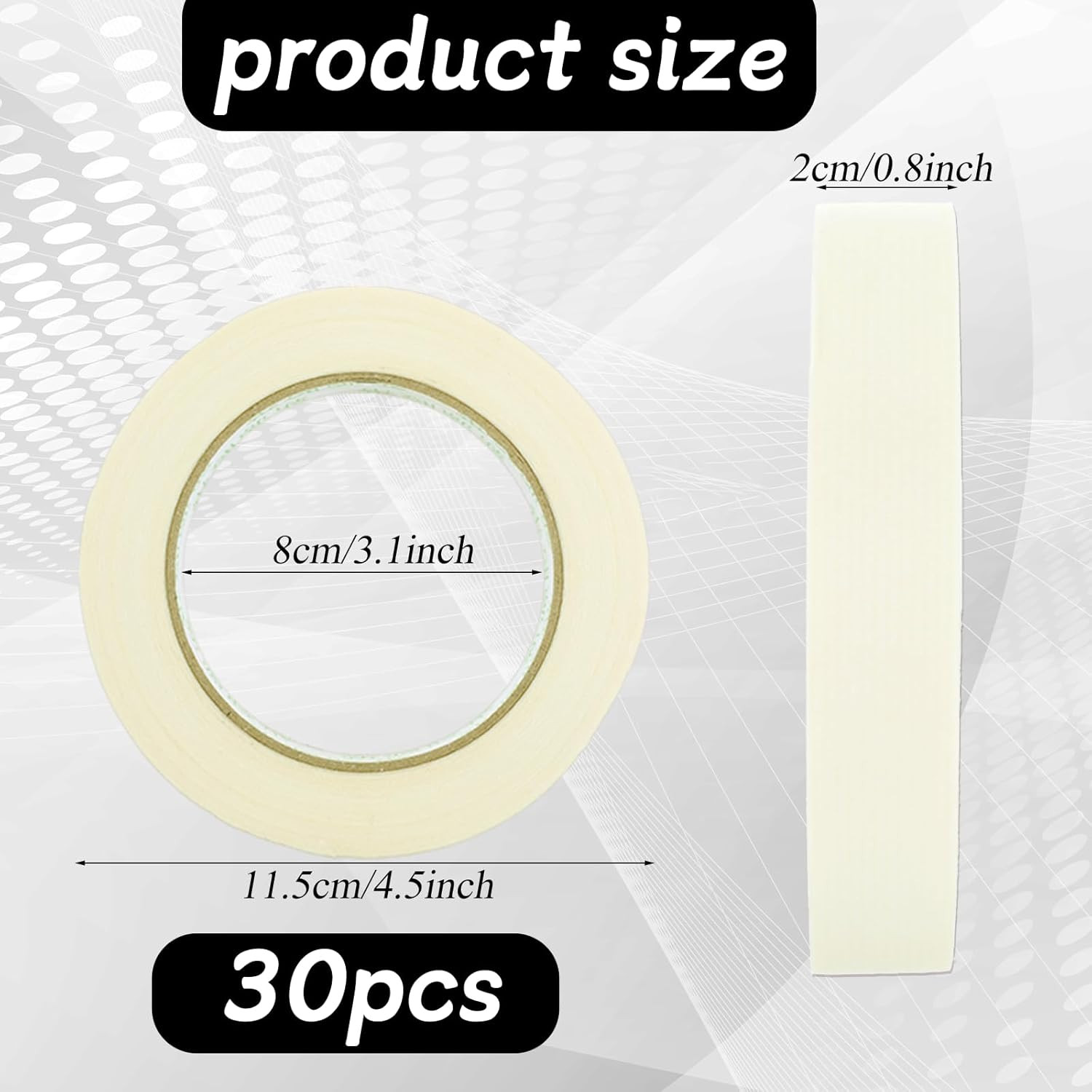 30 Rolls Masking Tape 0.8 Inch, 55 Yards Adhesive General Purpose Maskin