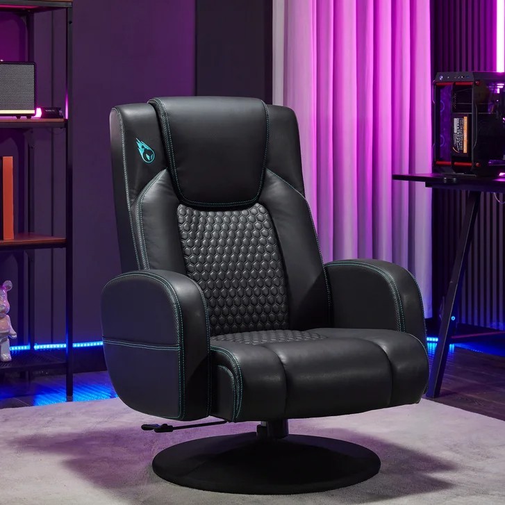 DPS Centurion Pedestal Swivel Gaming Chair with Storage Pockets, Reclining Chair
