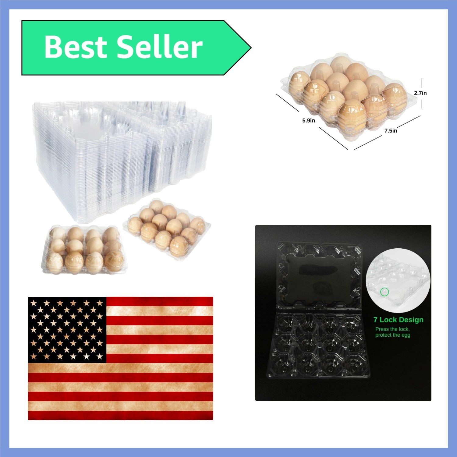 100 Packs Egg Cartons Cheap Bulk Plastic for 12 Eggs Clear Egg Cartons