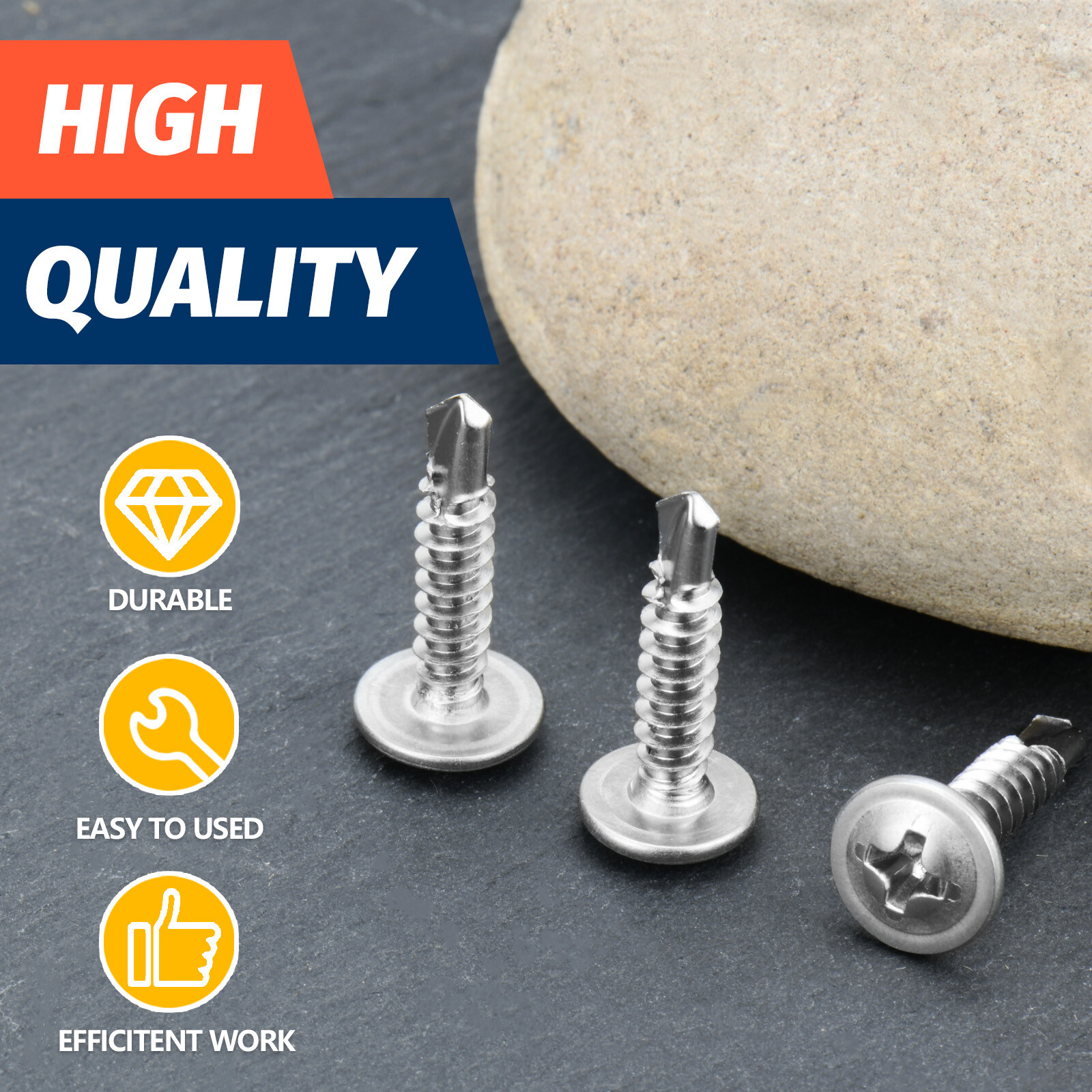 400Pcs #8 x 3/4″ Truss Head Sheet Metal Screws 410 Stainless Steel Self-Drilling