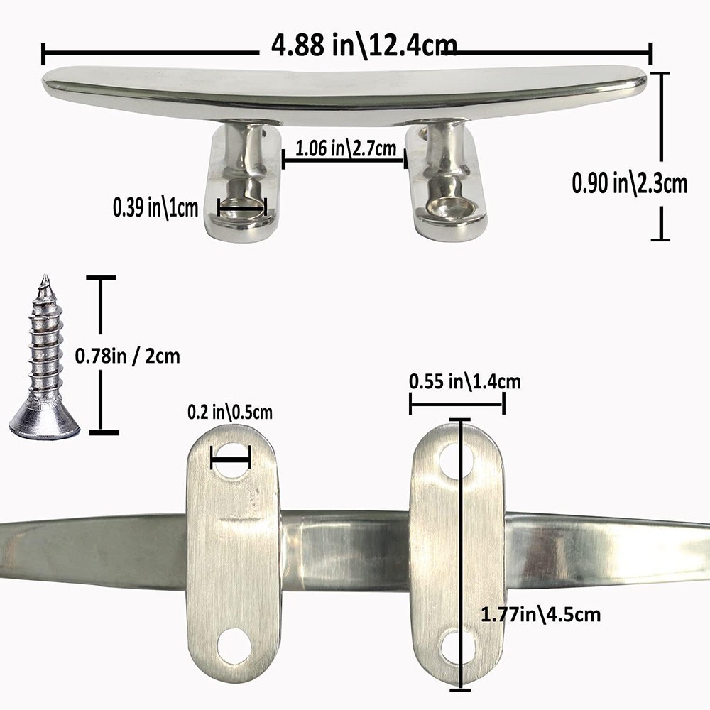 4/5/6/8 IN Rope Cleat Flat Top Boat Deck Cleat 316 SS Boat Cleat Open Base