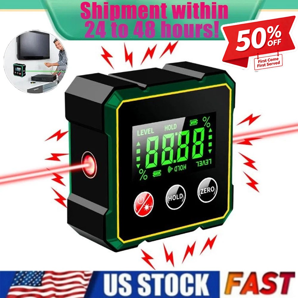 Digital Angle Finder W/ Laser Level Inclinometer Magnetic Angle Gauge Protractor