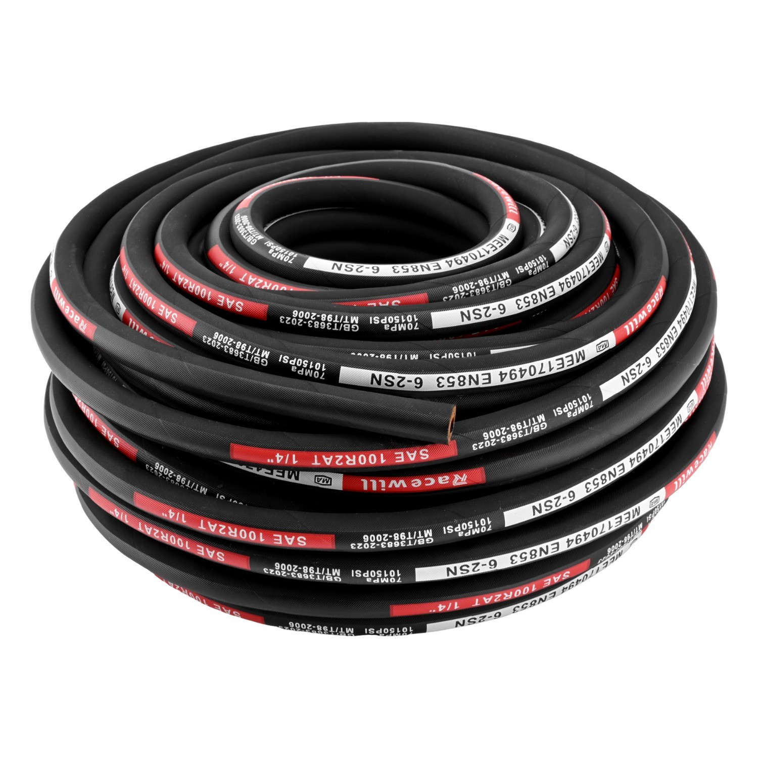 1/4″ 100′ HYDRAULIC HOSE TWO WIRE HOSE FLEXIBLE 70MPa / 10150PSI WITH 24 FITTING