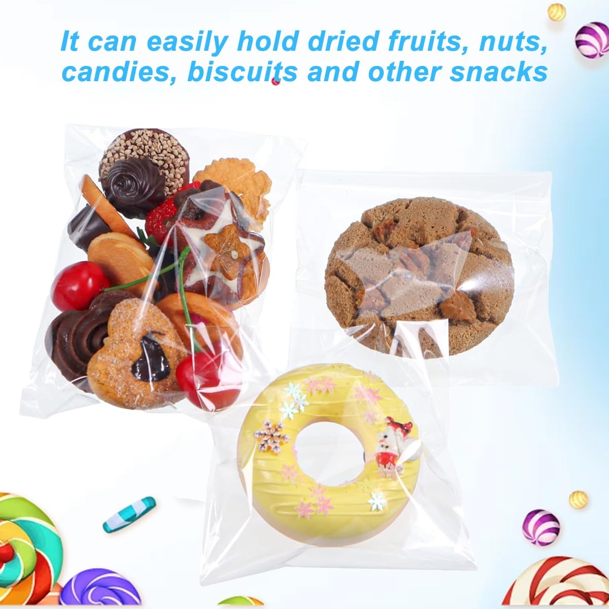100 Pack 4.75×6.5 Inch Clear Resealable Cello Cellophane Bags 1.2mil Poly