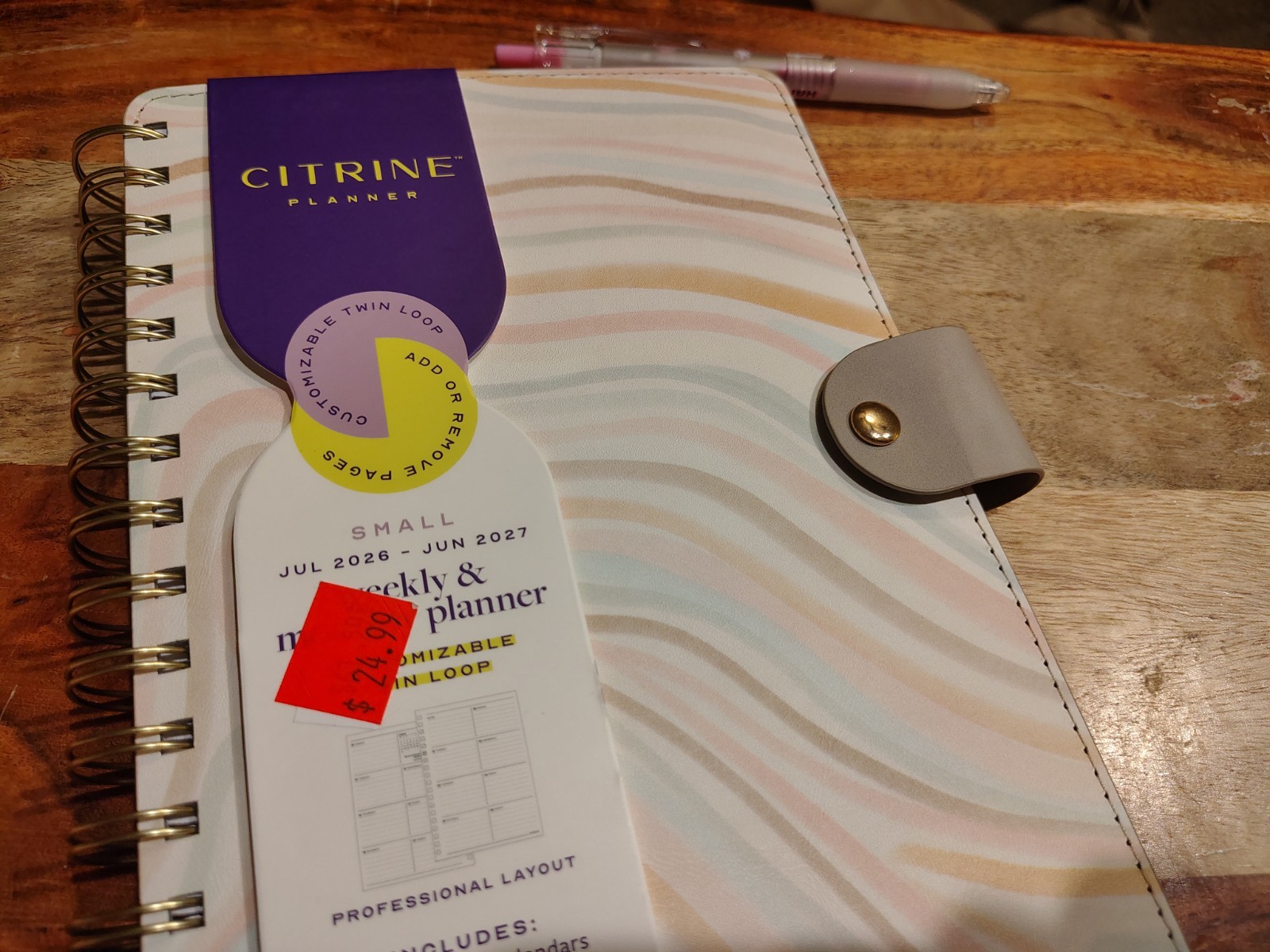 Citrine Planner academic year 26-27 Weekly/Monthly Spiral Faux Leather Planner