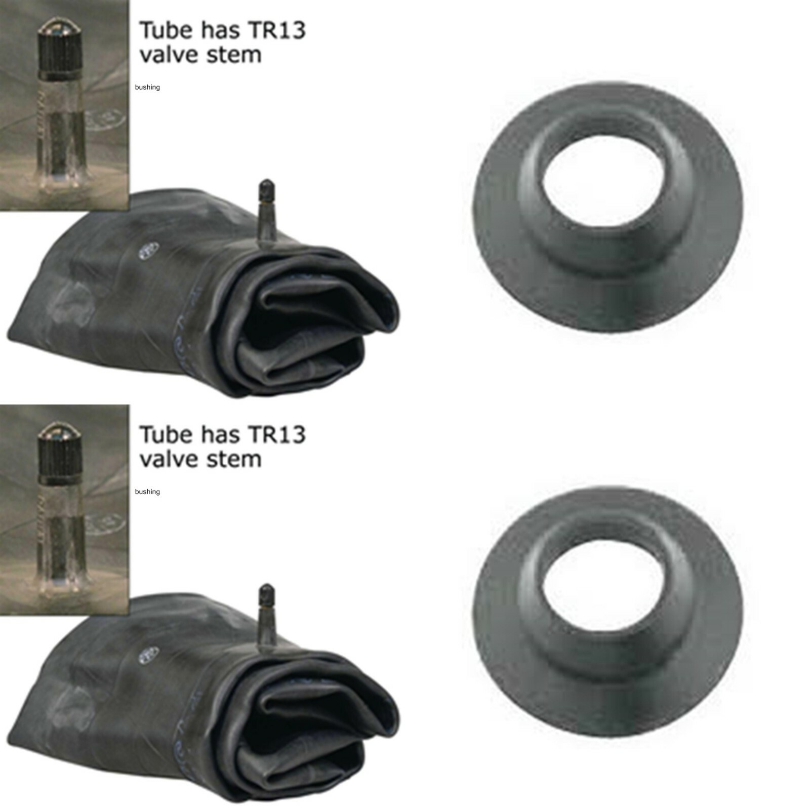(SET OF 2) Tractor Tire Inner Tubes 6-12 6×12 6.00-12 6.00×12 Tr13 Rubber Valve
