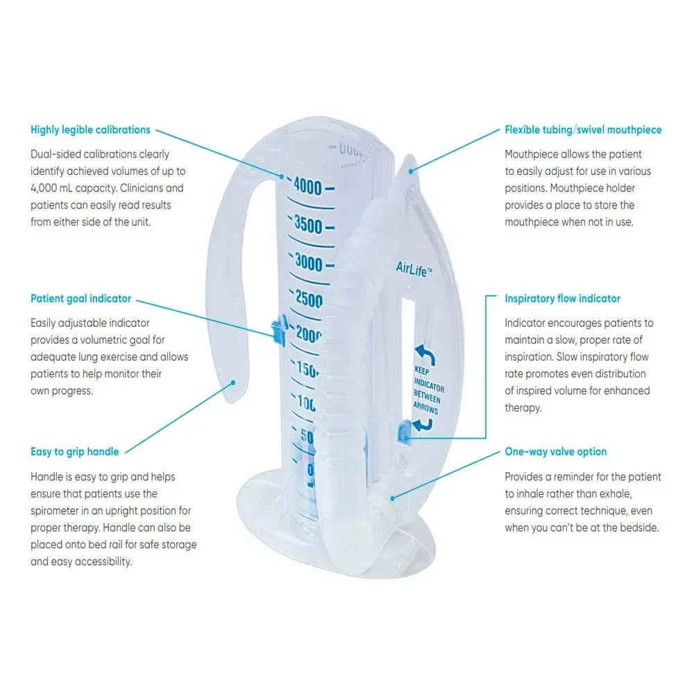 AirLife Volumetric Incentive Spirometer w/One-Way Valve 4000 ML
