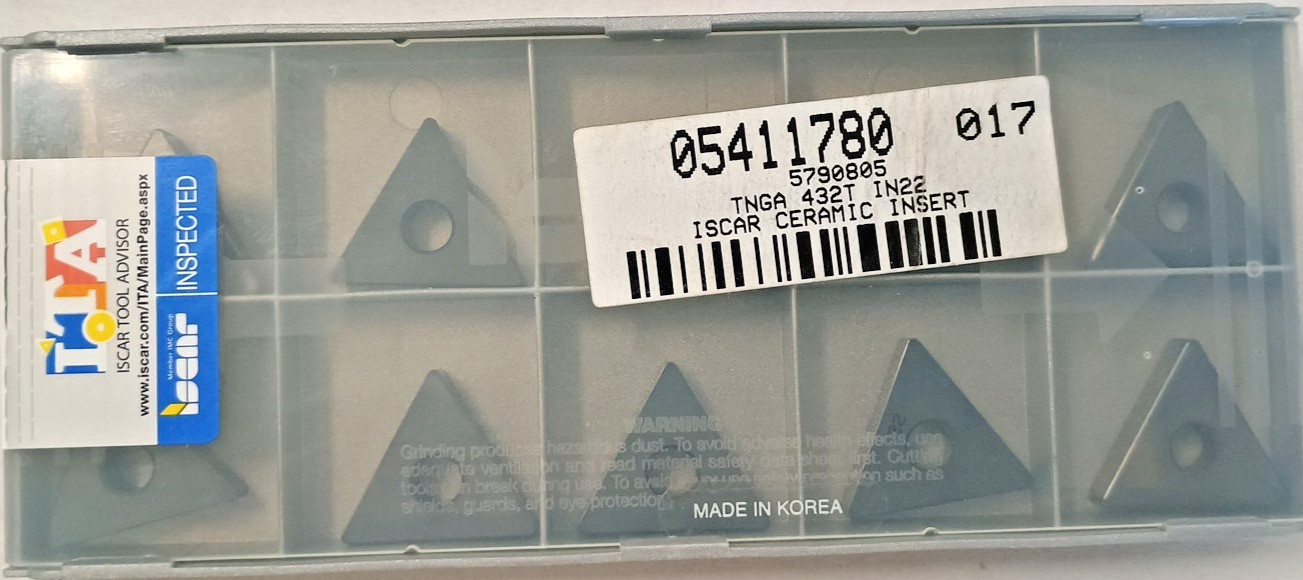 Iscar Turning Insert TNGA 432T IN22 Ceramic A1203+TICN Finish 60.00 Deg