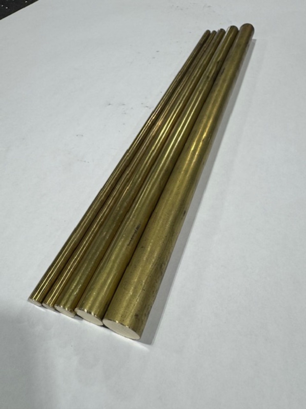 5 Pieces 1/4″ (2) ,3/8″ ,1/2″ & 5/8″ 360 Brass, Solid Round Rod ~ 12″ Long