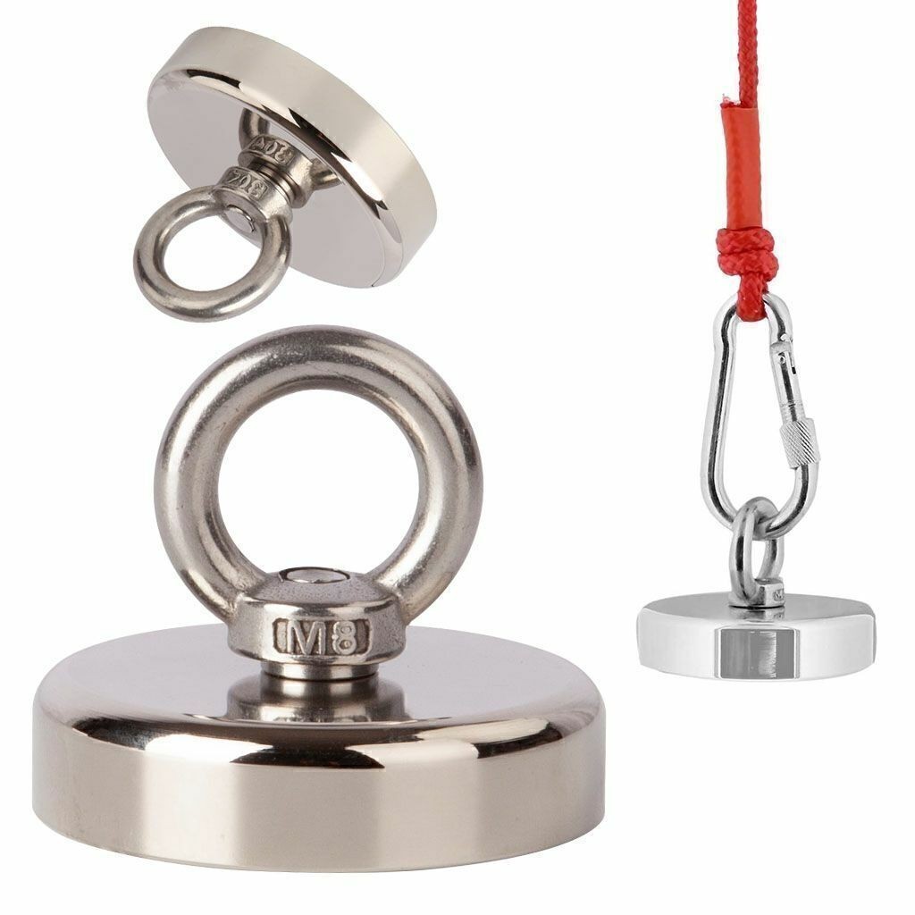 400LBS Neodymium Fishing Magnet Pulling Force Super Strong Round Rare Earth Hook