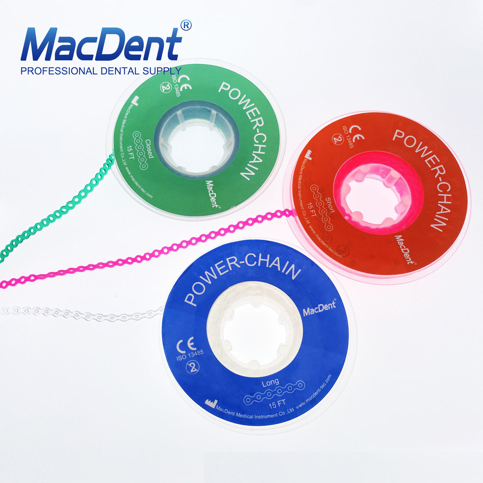 Dental Orthodontic Elastic Ultra Power Chain Rubber Bands Continuous/Short/Long