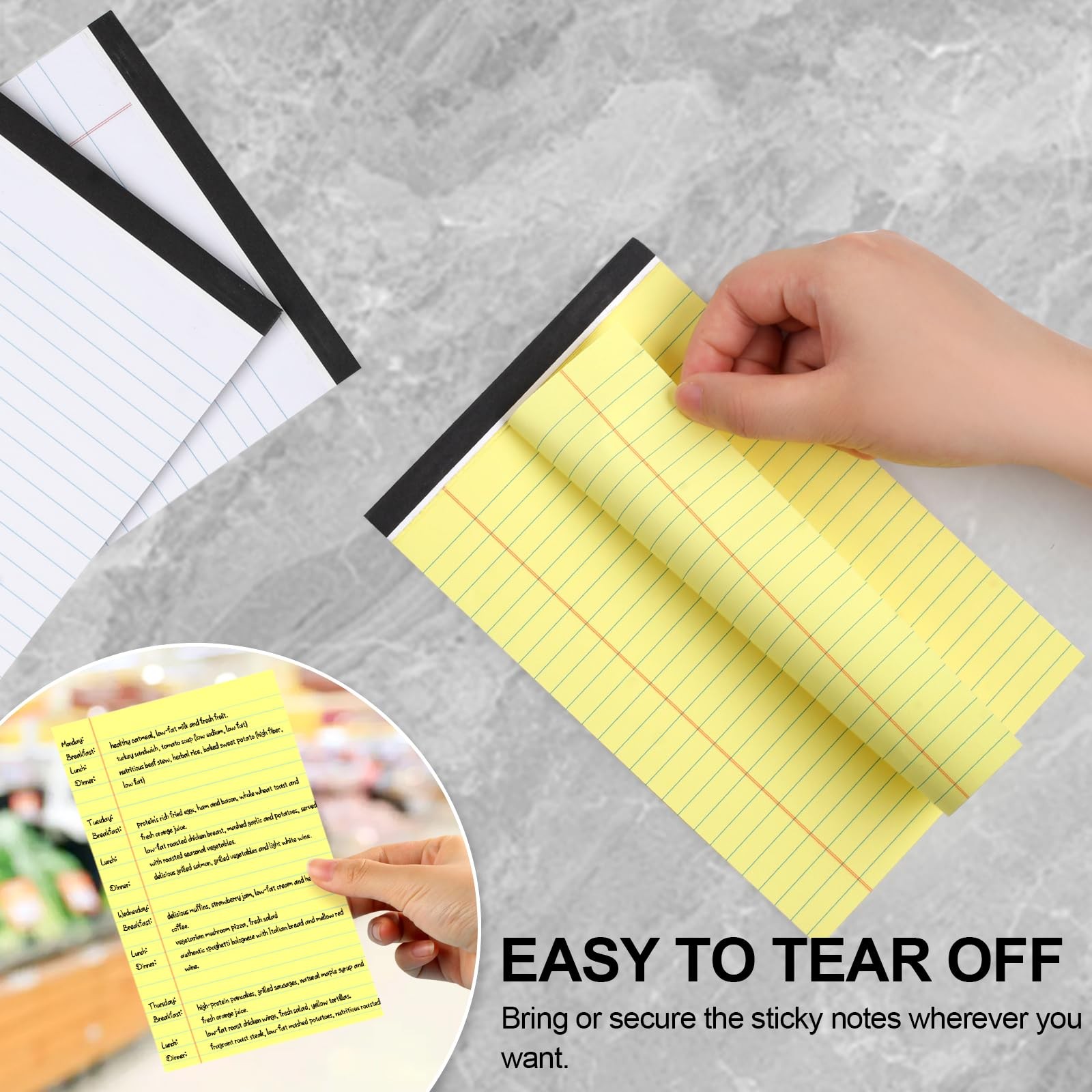 6 PCS Small Legal Pads 5×8 Yellow and White, Narrow Ruled Small Note