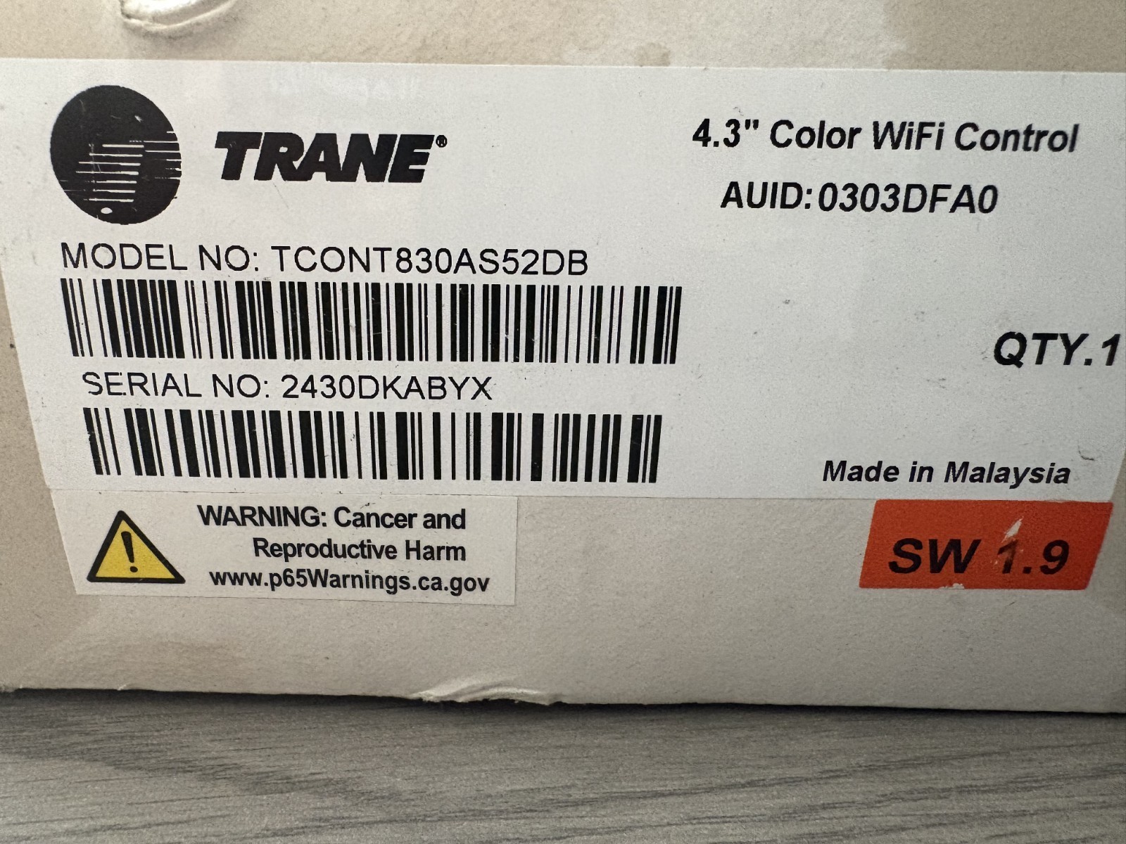 Trane Thermostat TCONT830AS52DB