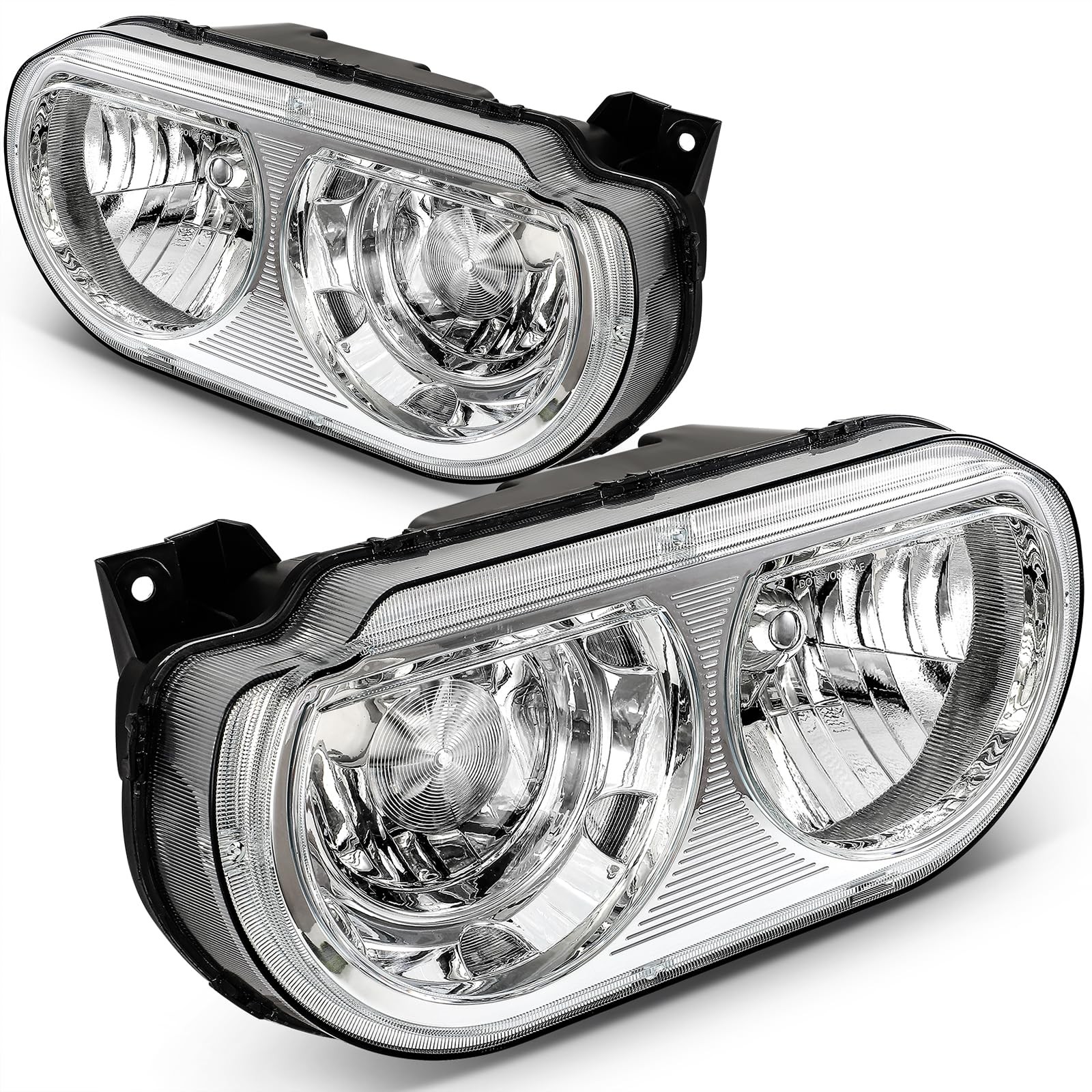 Headlight For 2008-2014 Dodge Challenger Chrome Clear Pair 5028776AA 5028777AA