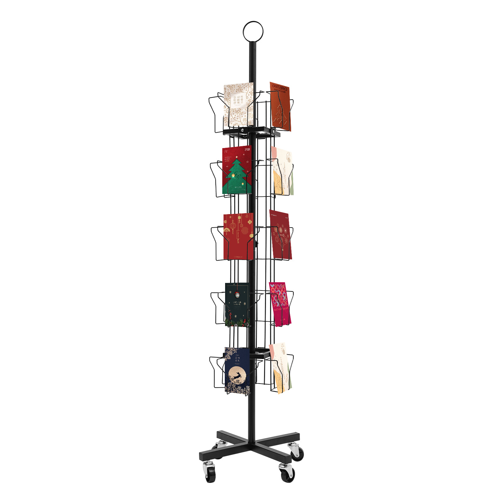 Greeting Card Rack Spins 20 Pocket Black Retail Display 6″ x 8 Cards Sign Holder