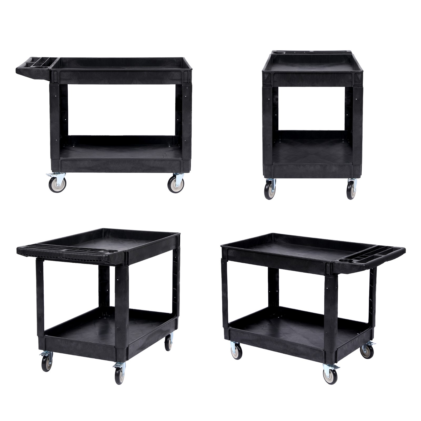Rolling Utility Cart 2 Shelf 550 lb Capacity Service Cart with Locking Casters