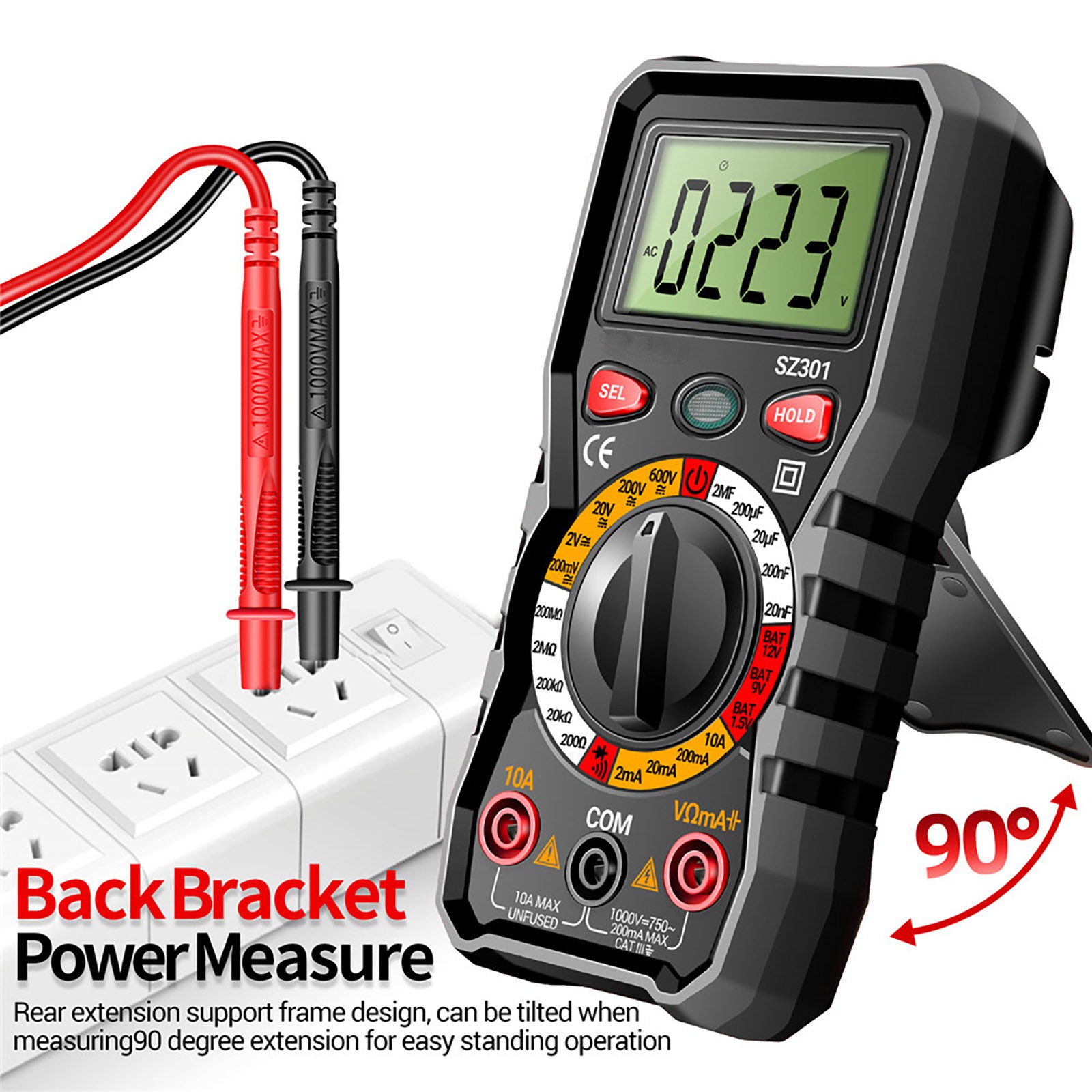 Portable Digital Multimeter Auto-Ranging AC DC Voltage Resistance Diode Test
