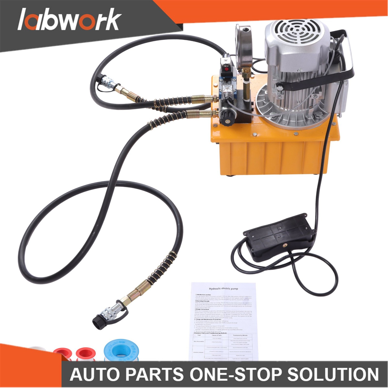 Labwork 10000 PSI Double Acting Hydraulic Pump 8L 0.7L/min 750W 110V
