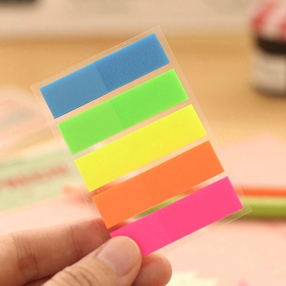 100Pcs Fluorescence Sticky Notes Memo Flags For Bookmark Sticker Colors US@