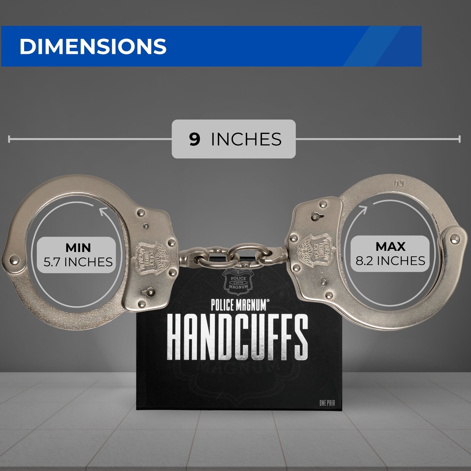 Police Magnum Heavy Duty Nickel Plated Handcuffs- Security Guard Restraints