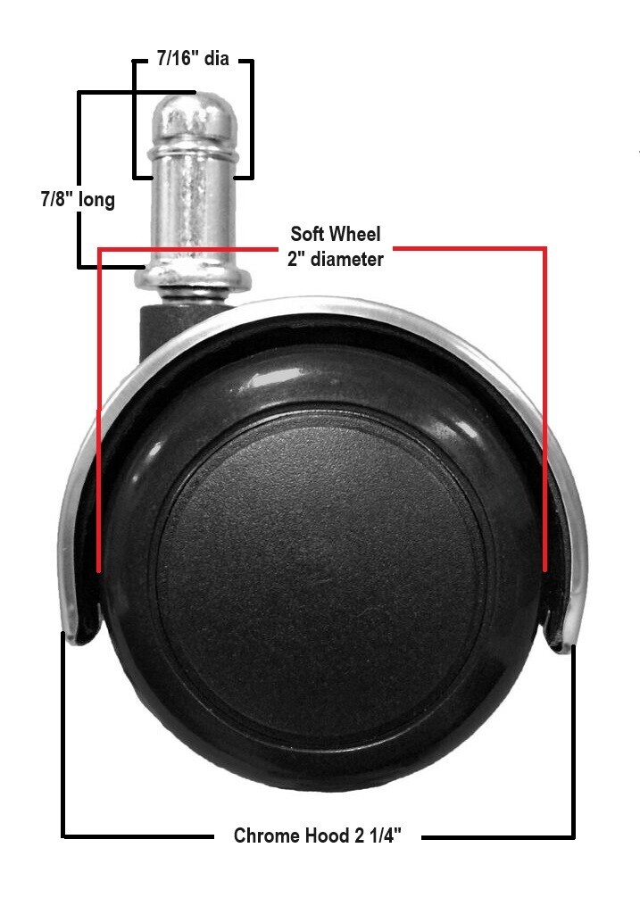 #66C5-Chrome Chair Casters, SOFT WHEELS HARD FLOOR(Set of 5)FAST PRIORITYMAIL 📦